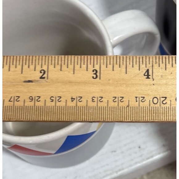 Set Of 2 Vintage Ceramic Coffee Mugs Geometric Triangle Pattern Gray & Black - Picture 8 of 8